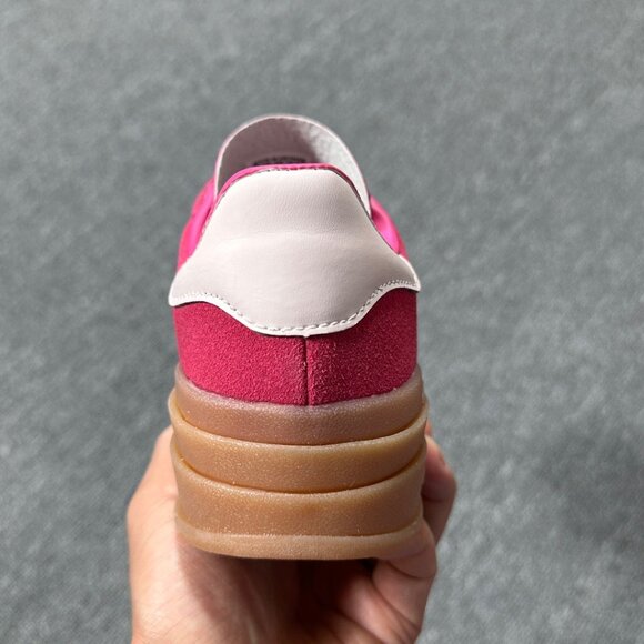 NWT Pink White Adidas Gazelle Bold Women's Platform Shoes - Picture 3 of 6